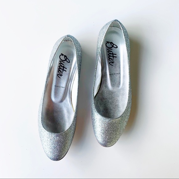 Butter Italy silver glitter ballet flats